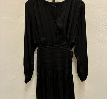 Maje Black Smocked Mini Dress