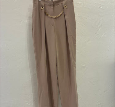 Jonathan Simkhai NWT Sienna Beige Pants with Gold Chain Detail