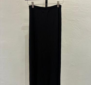 Reformation Ribbed Black Maxi Skirt w slit