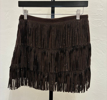Zara NWT Brown Fringe Sequin Skirt