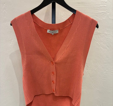 WeWoreWhat Ribbed Cropped Button up Top