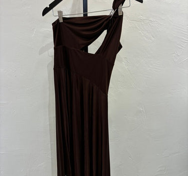 RTA Brown One-Shoulder Maxi Dress