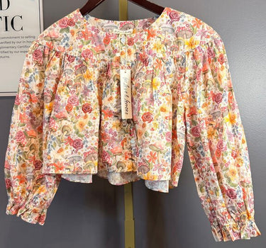 NWT Floral Puff Sleeve mushrooms
