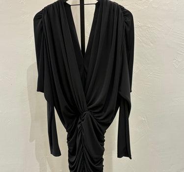 L'Academie NWT Black Draped Mini Dress
