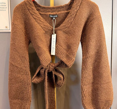 NWT Brown Knit Sweater with Tie