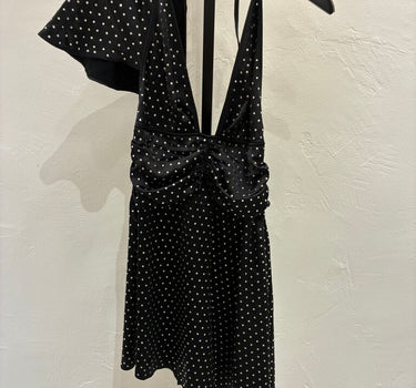 Weworewhat black rhinestone mini dress