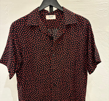 Celine Red Polka Dot Short Sleeve Shirt