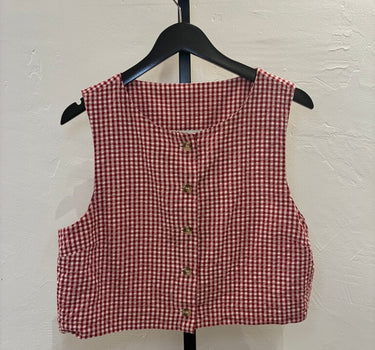 Posse Red Gingham Button-Up Top