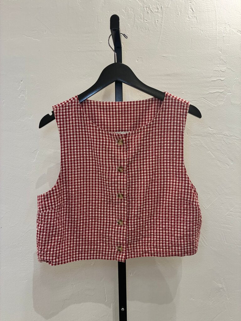 Posse Red Gingham Button-Up Top