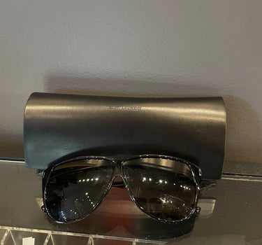 Saint Laurent Black Aviator Sunglasses With Case