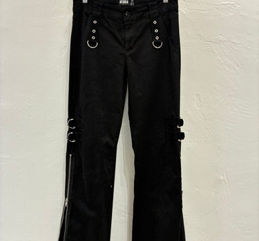 Minga London Black Low Rise Rave Zip Pants Size 26