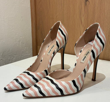 Miu Miu Pink and White Striped High Heels sz 38.5