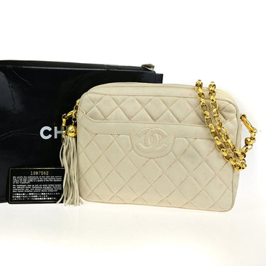 Chanel Vintage Camera Tassel Bag Chevron Lambskin