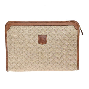 Celine Vintage Zip Wristlet Clutch Macadam Coated Canvas