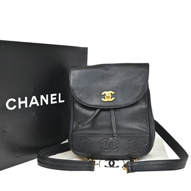 Chanel Vintage Triple Stitched CC Flap Backpack Caviar
