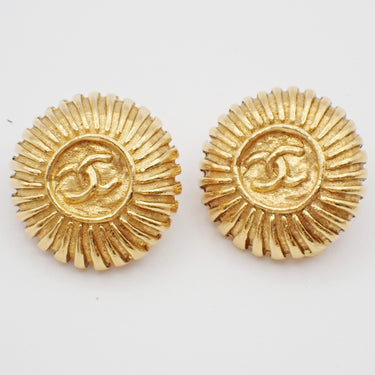 Chanel Vintage CC Round Clip-On Earrings Metal