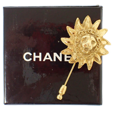 Chanel Vintage Sunburst Lion Head Brooch Metal
