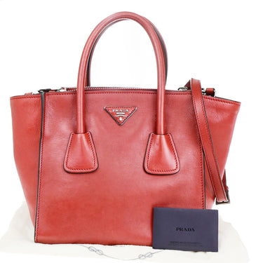 Prada Tassel Twin Pocket Tote City Calf
