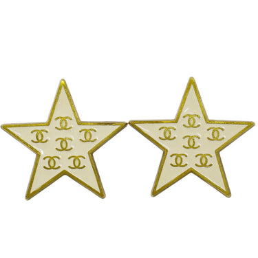 Chanel CC Star Dangle Earrings Metal with Enamel