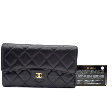 Chanel Trifold Classic Flap Wallet Quilted Lambskin