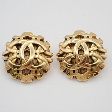 Chanel Vintage Round CC Clip-On Earrings Metal