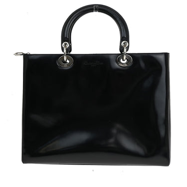 Christian Dior Vintage Lady Dior Patent Noir Cuir Vernis