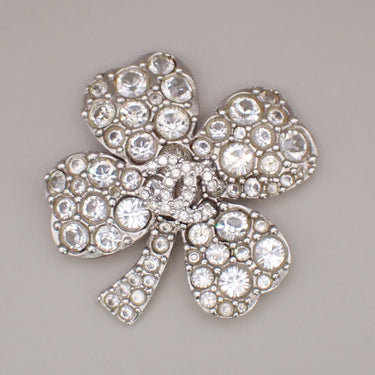 Chanel Coco Clover Brooch Crystal Embellished Metal
