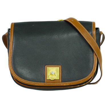 Celine Vintage Crossbody Bag Logo Embossed Leather