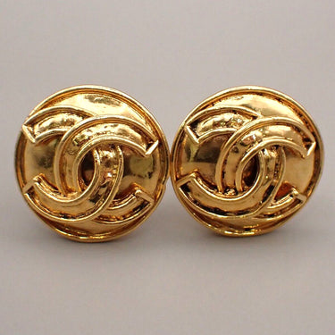 Chanel Vintage Round CC Clip-On Earrings Metal