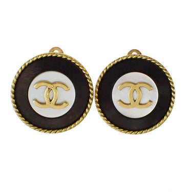 Chanel Vintage CC Round Button Clip-On Earrings Metal