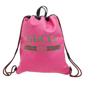Gucci Logo Drawstring Backpack Printed Leather