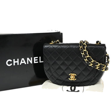 Chanel Vintage Half Moon Flap Bag Quilted lambskin