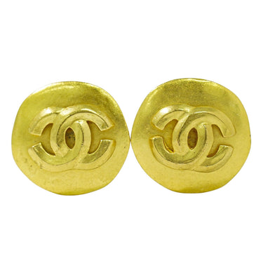 Chanel CC Hoop Clip-On Earrings Crystal Embellished Metal