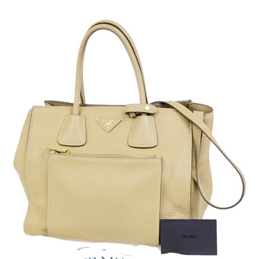 Prada Front Pocket Wing Convertible Tote Vitello Daino