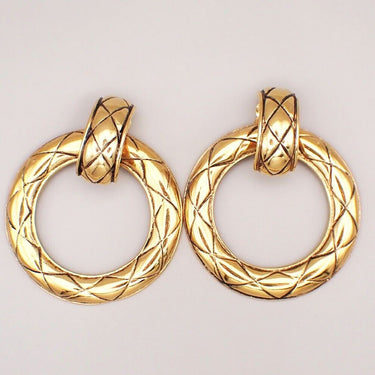 Chanel Vintage Multi CC Drop Hoop Clip-On Earrings Metal