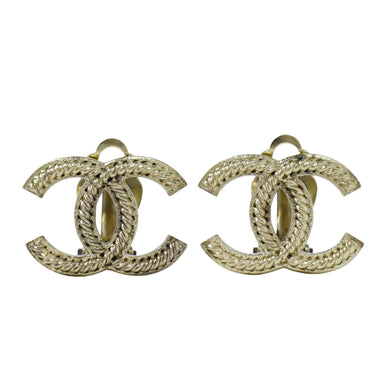 Chanel CC Hoop Clip-On Earrings Crystal Embellished Metal
