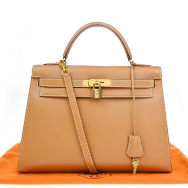 Hermes Kelly Handbag Light Chamonix with Gold Hardware