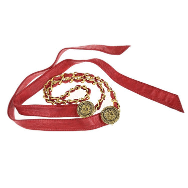 Chanel CC Ribbon Medallion Belt Metal with Crystals, Faux Pearls and Beads