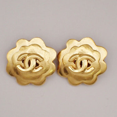 Chanel Vintage Flower Clip-On Earrings Metal