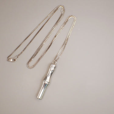 Gucci Bamboo Drop Pendant Necklace Sterling Silver