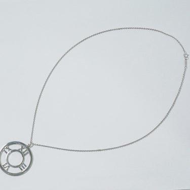 Tiffany & Co. Atlas Open Medallion Pendant Necklace 18K White Gold with Diamonds