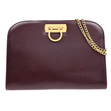 Salvatore Ferragamo Vintage Gancini Chain Shoulder Bag Leather