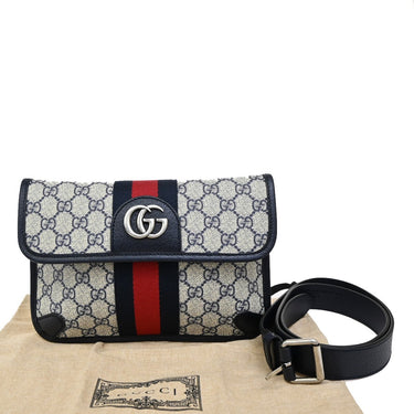 Gucci Ophidia Flap Belt Bag GG Coated Canvas with Leather