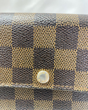 Louis Vuitton Damier Ebene Pattern Coated Canvas Wallet