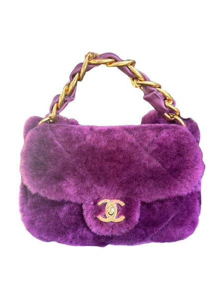Chanel Coconing Flap Bag Quilted Shearling with Lambskin Purple